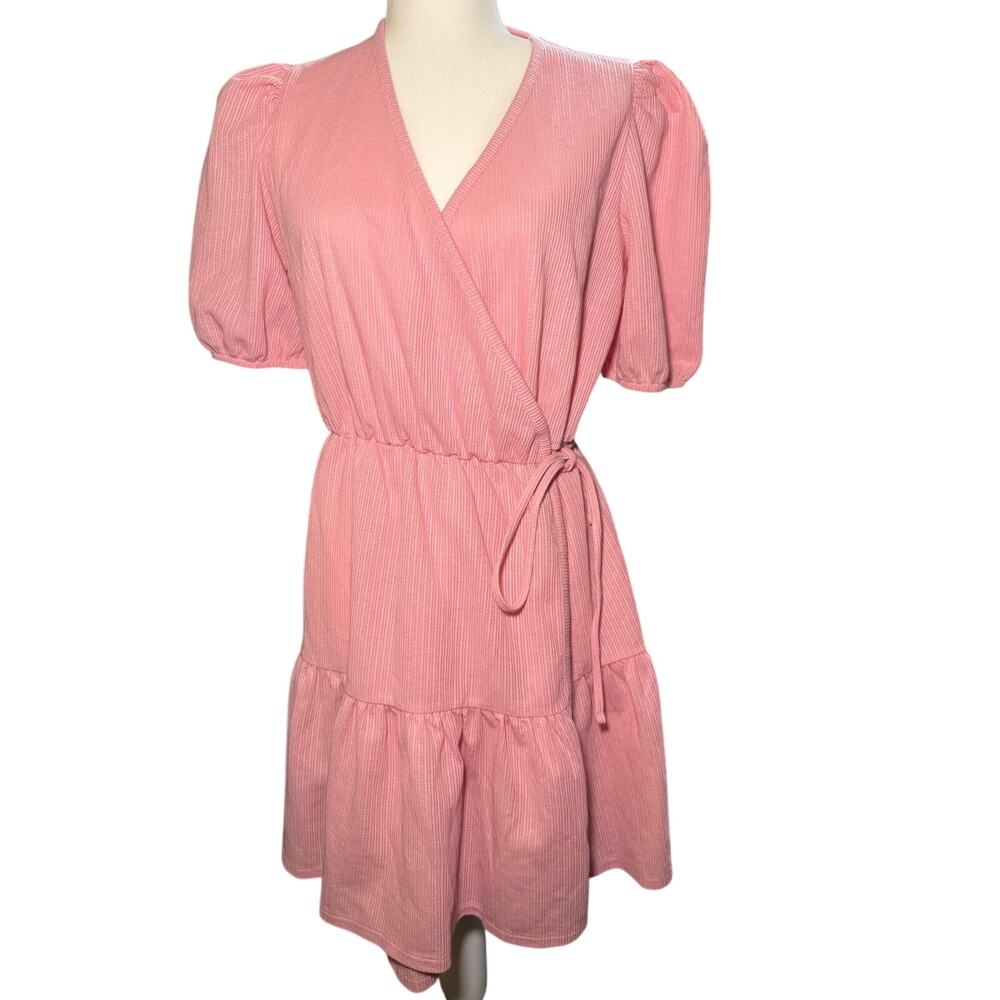 Paris Atelier & Other Stories Peach Wrap Puff Sleeve Mini Dress, Size Small